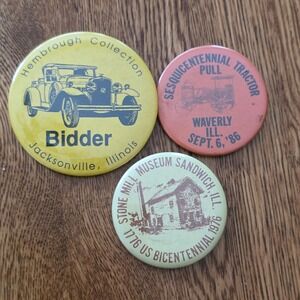 Vintage Illinois Pinback Button Lot Hembrough Collection Tractor Pull 1976 1986